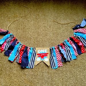 One Year Old Airplane Birthday Highchair Banner